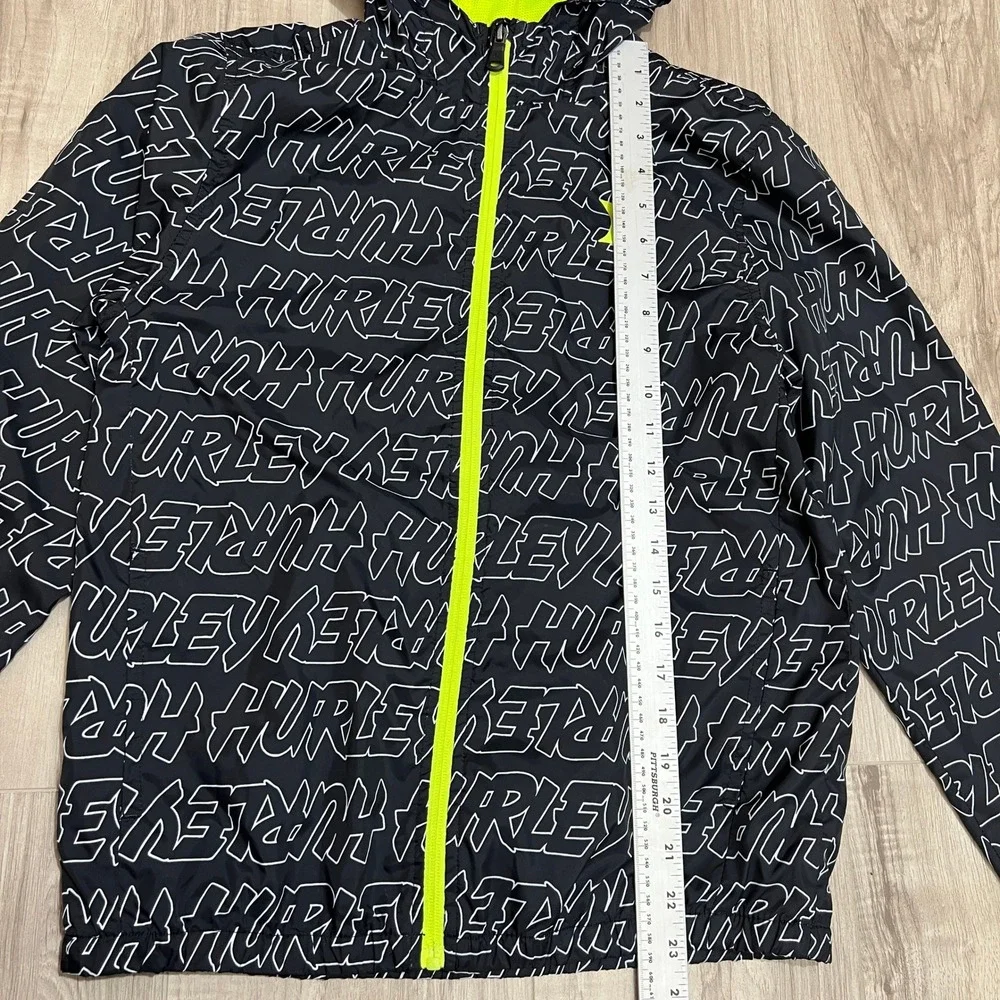 Hurley Youth Boys L 12-13 Yrs Lightweight Rain Windbreaker Hooded Jacket Coat